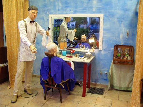 Ilias Bountouris scenering for a Barber Shop in Athens, Greece